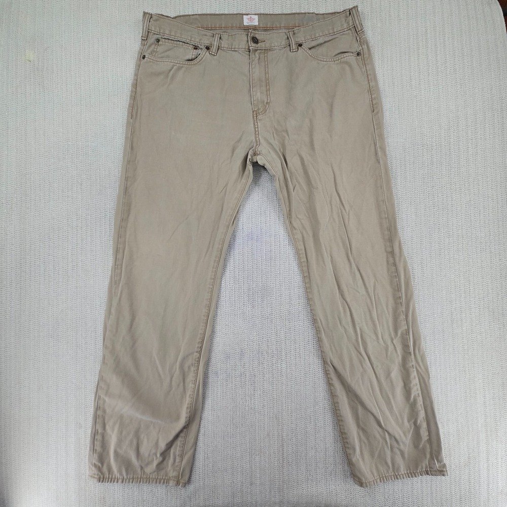 Dockers Jeans Mens 40x32 Beige Denim Straight Fit Flat Front 5-Pocket Pants